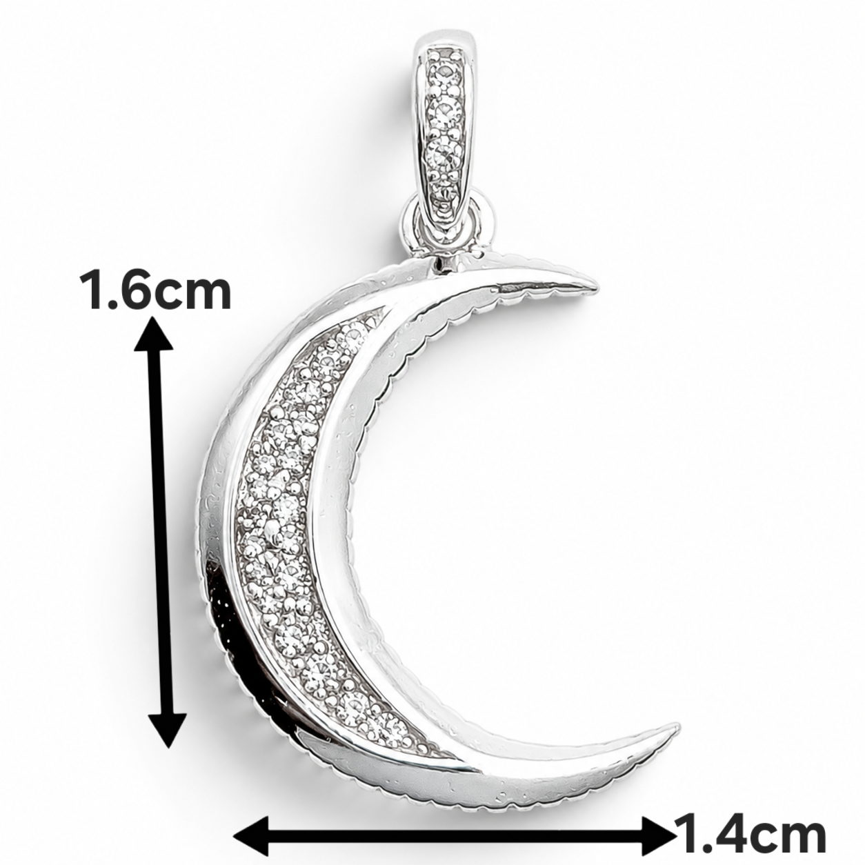 Dije Media Luna Blanca Plata Ley 925