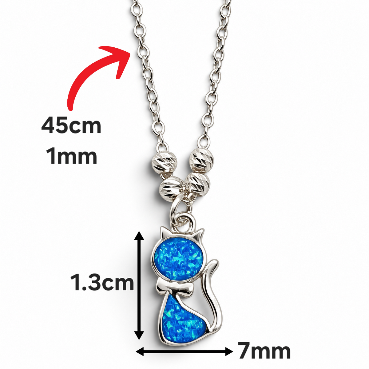 Collar Gato Azul Opalo Plata Ley 925