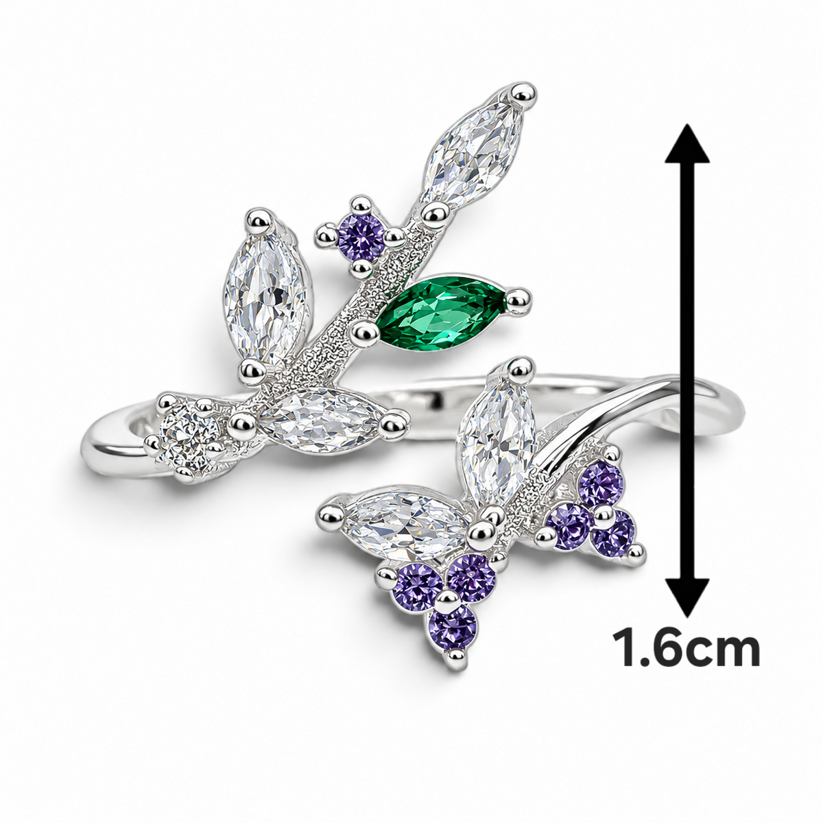 Anillo Hojitas Zirconia Plata Ley 925