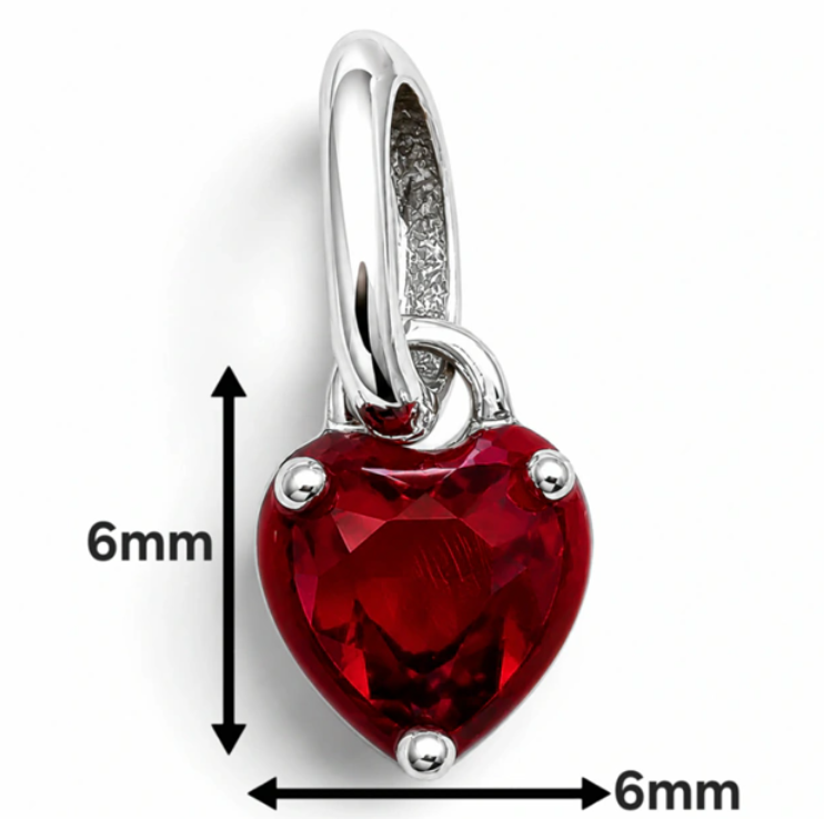 Charm Corazon Mini Rojo Plata Ley 925