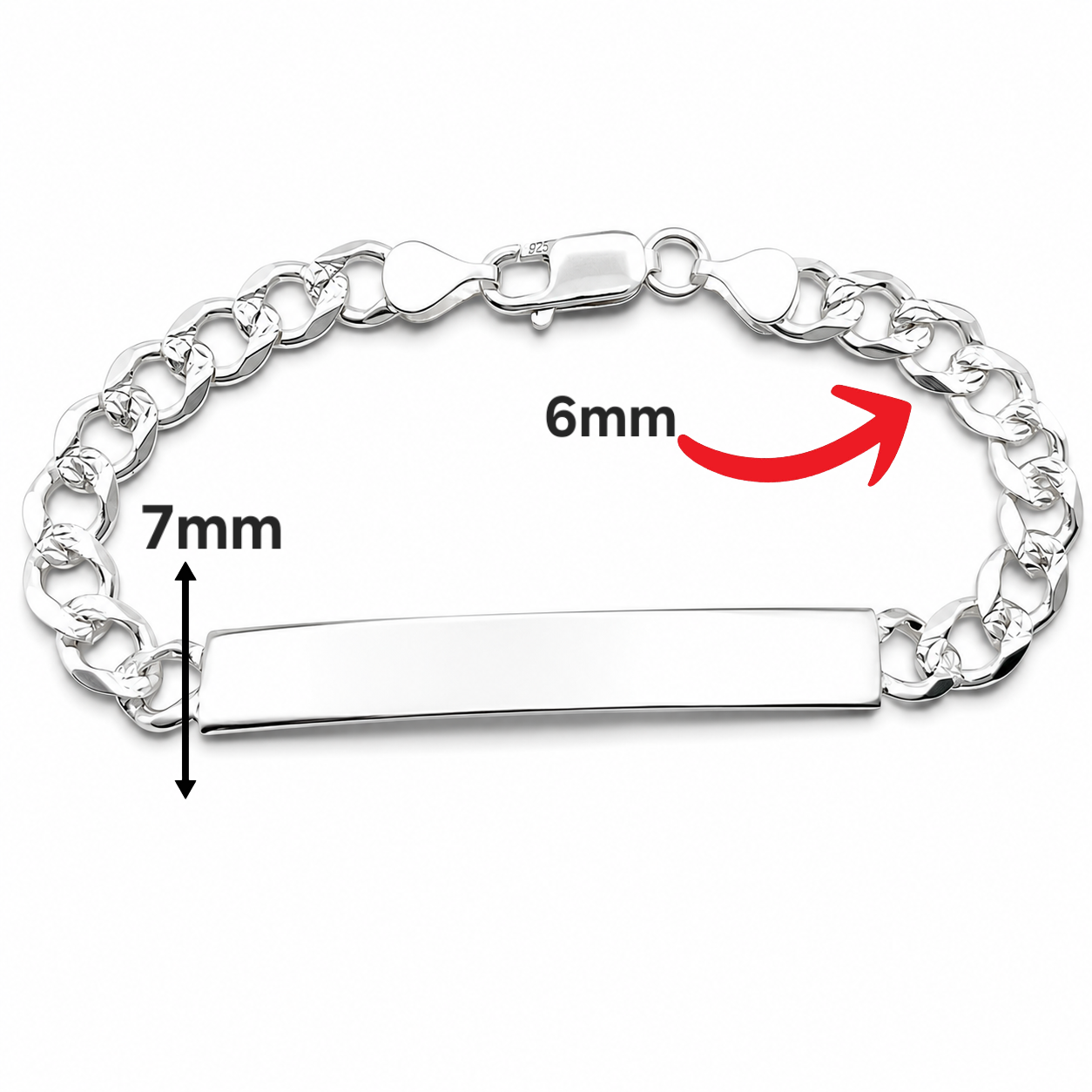 Esclava Cubana Diamantada 6mm Plata Ley 925