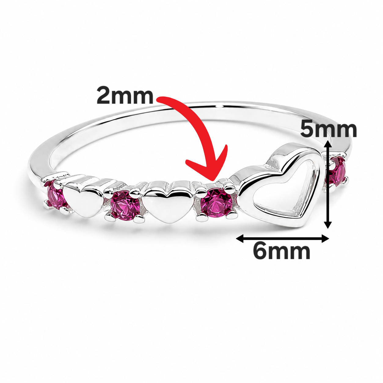 Anillo Corazon Fiusha Plata Ley 925