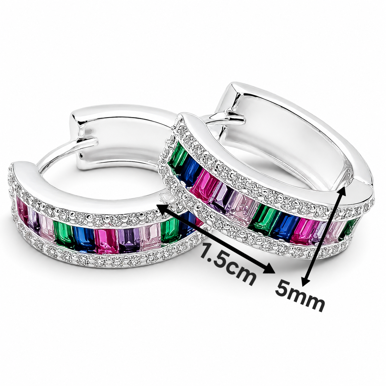 Hugguies Baguette Multicolor Plata Ley 925