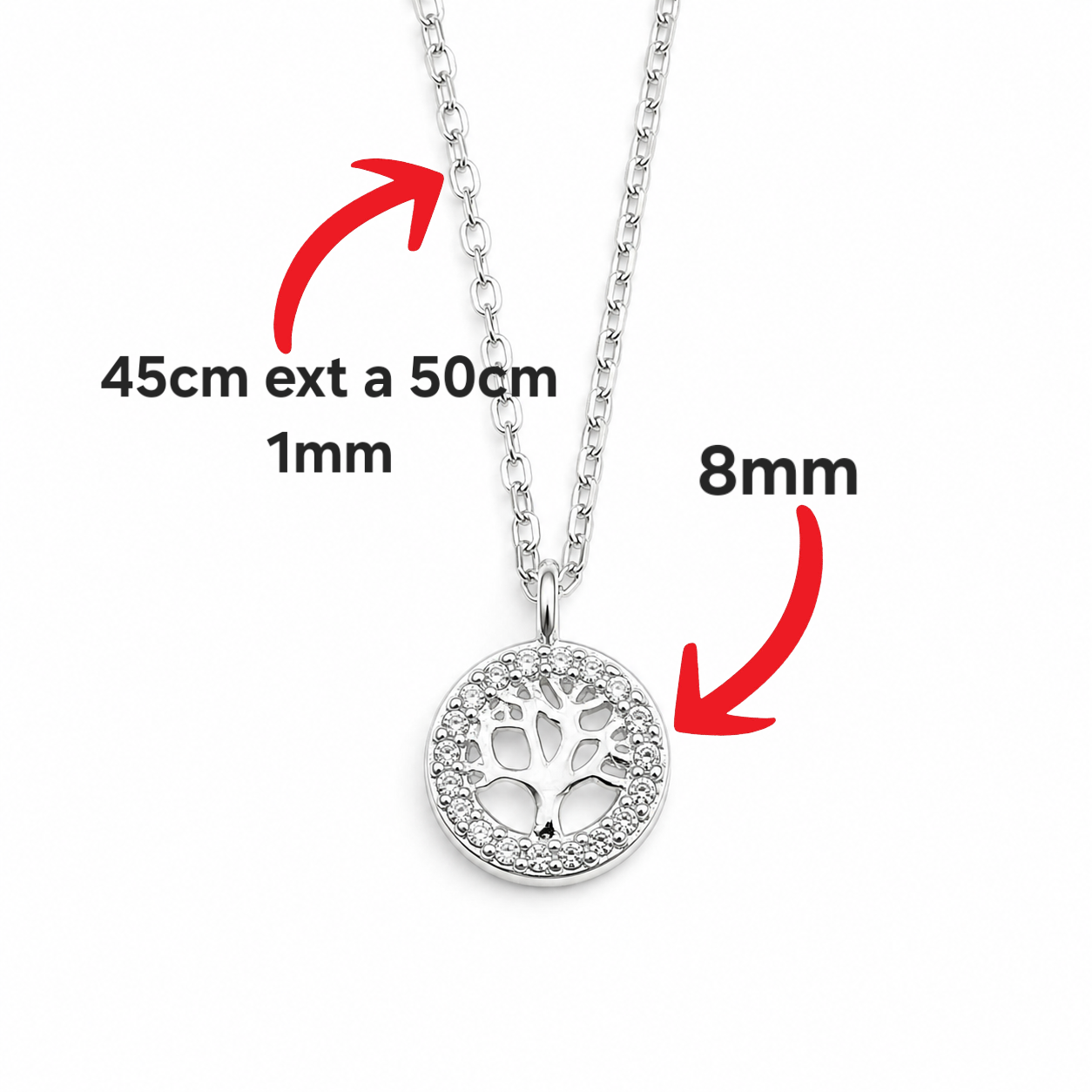 Collar Arbol Zirconia Plata Ley 925