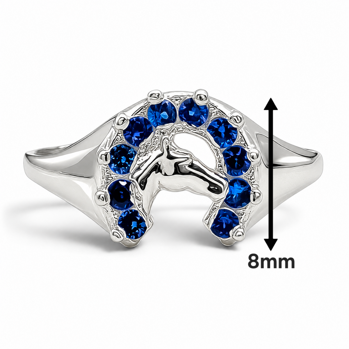 Anillo Herradura Azul Plata Ley 925