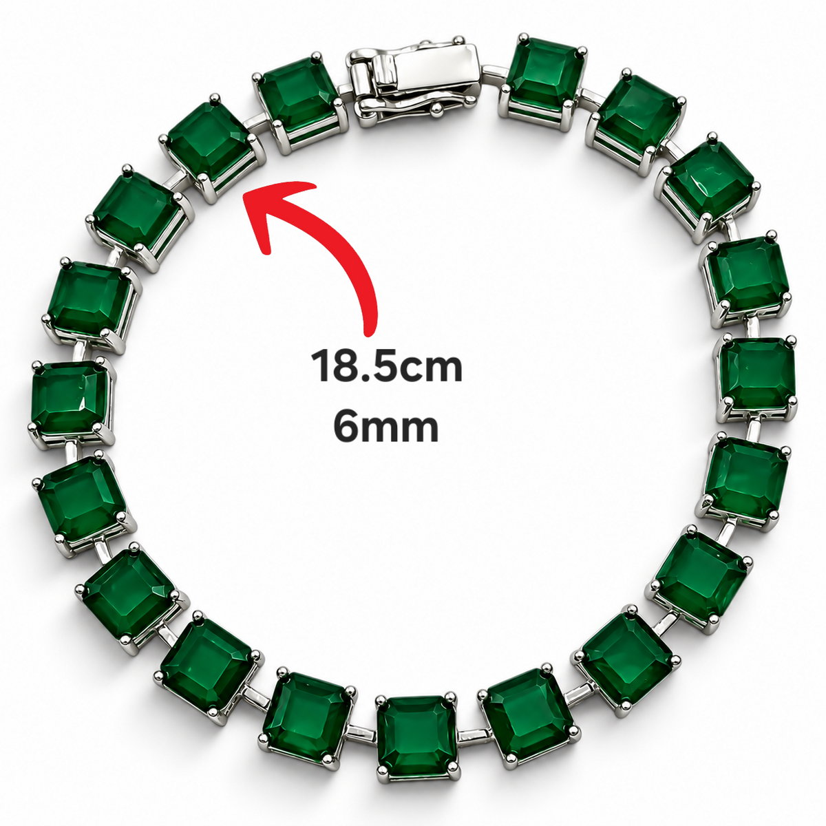 Pulsera Cuadro Verde Turmalina Plata Ley 925