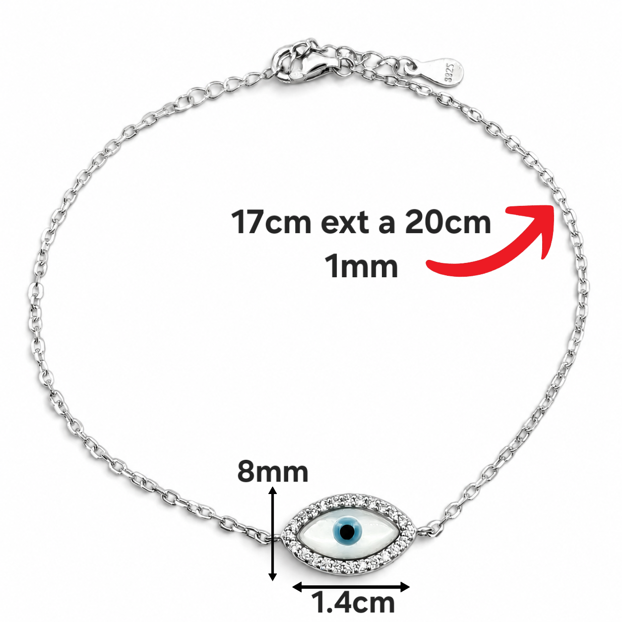 Pulsera Ojo Plata Ley 925