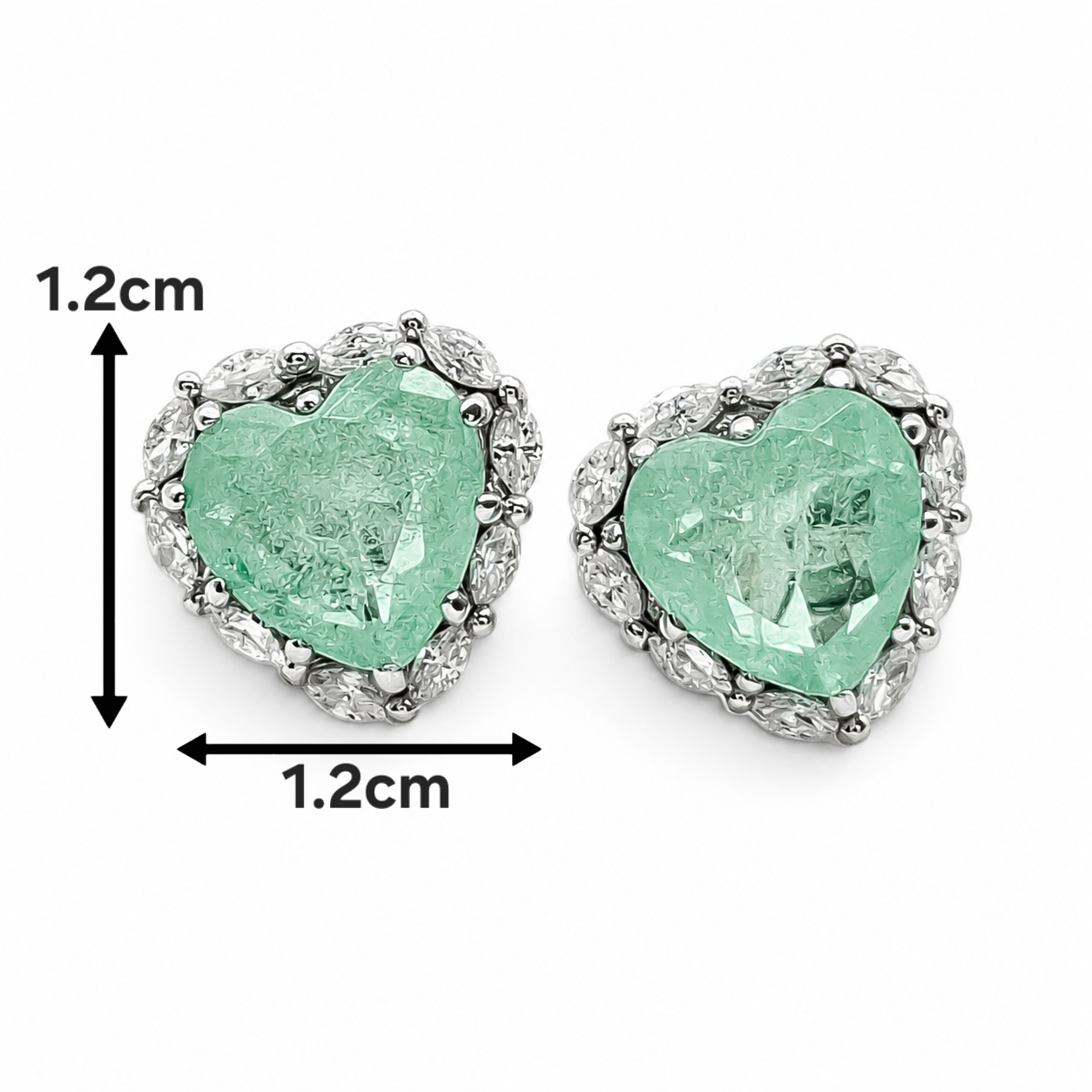 Arete Corazon Verde Plata Ley 925