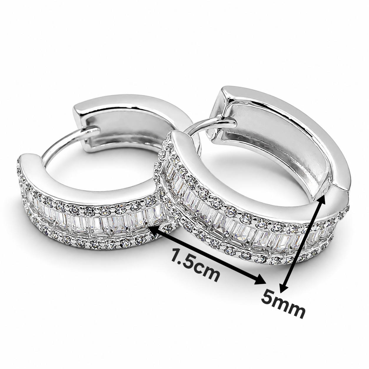 Hugguies Zirconia Baguette Plata Ley 925