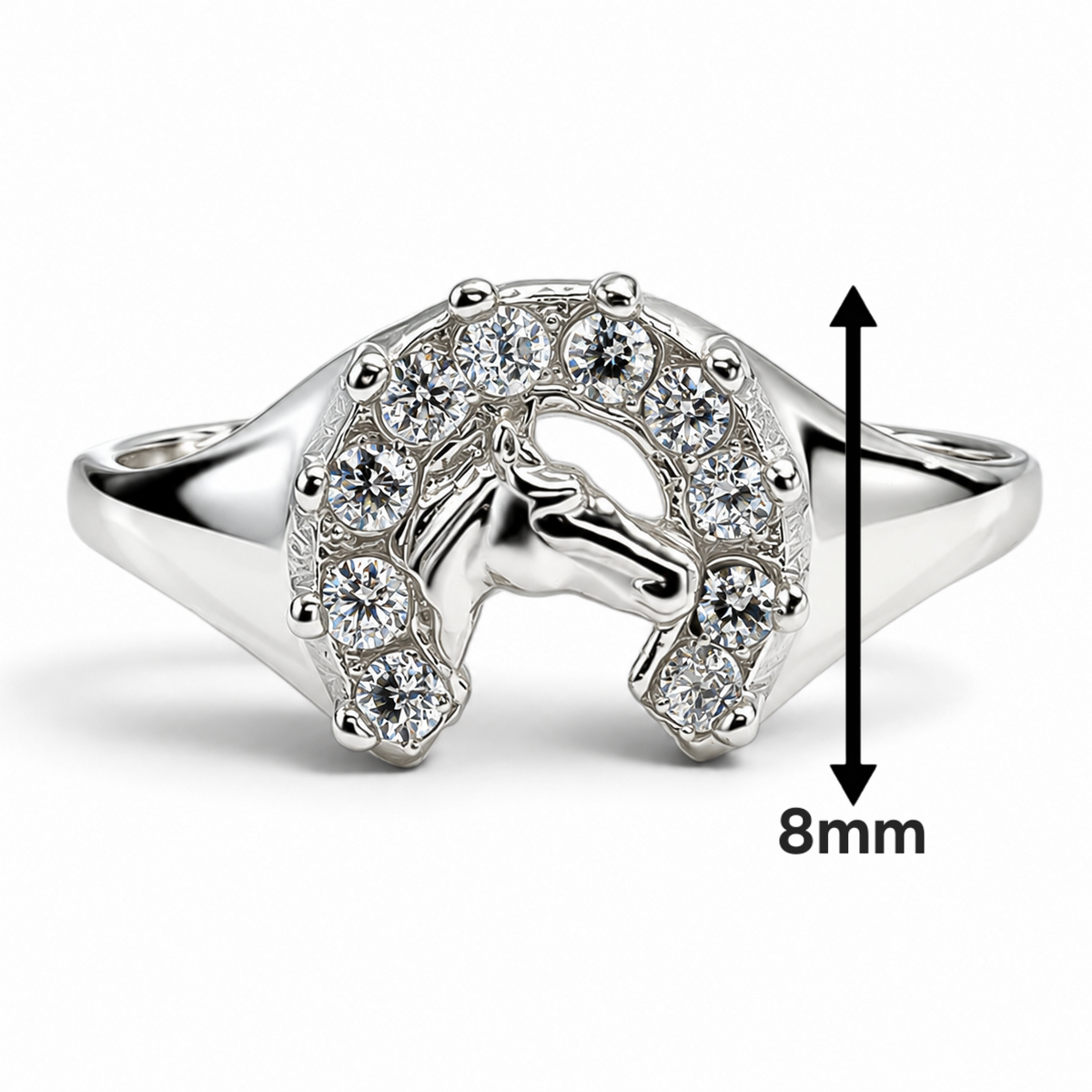 Anillo Herradura Blanco Plata Ley 925