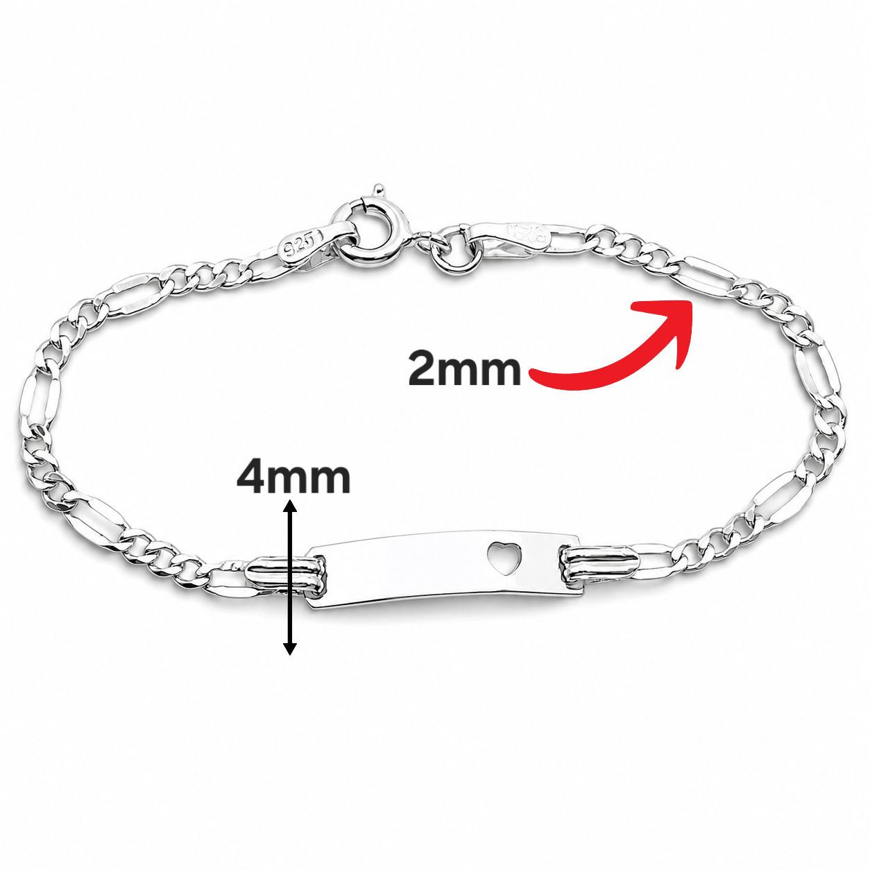 Esclava Corazon 2mm Plata Ley 925