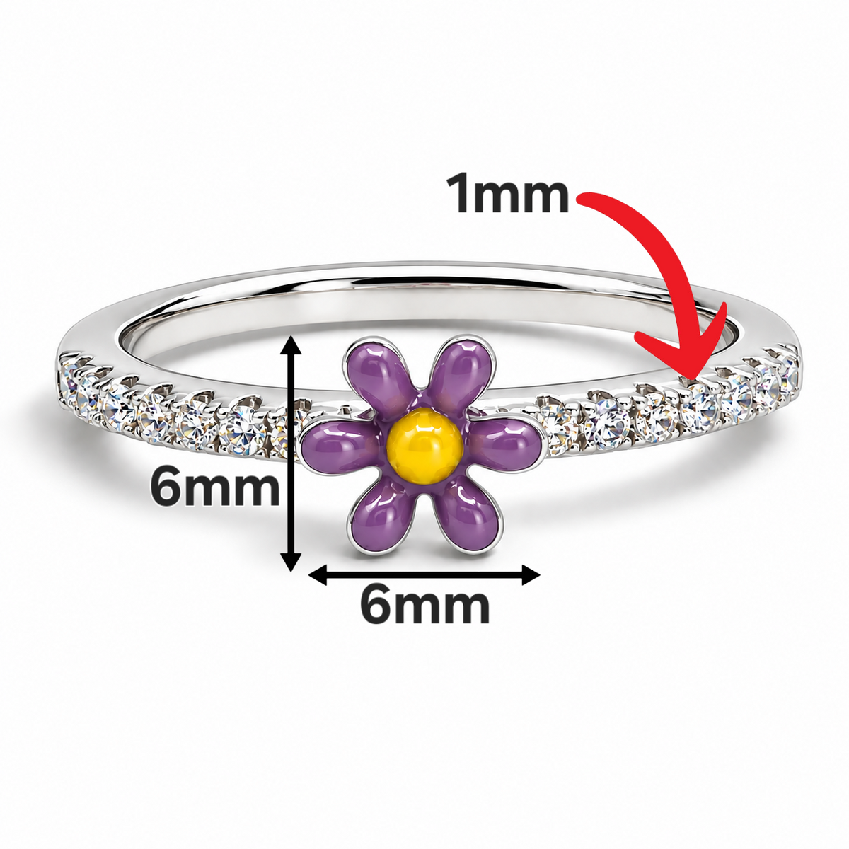 Anillo Zirconia Margarita Plata Ley 925