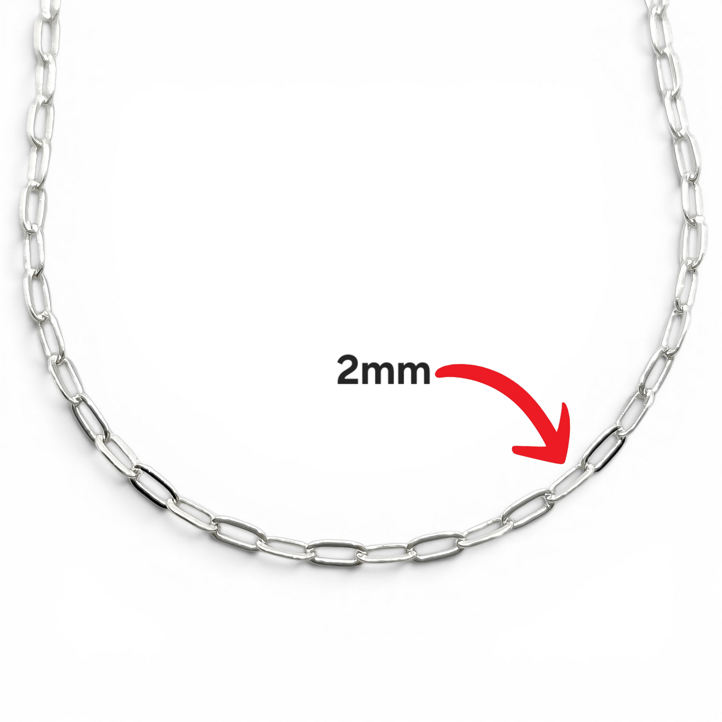 Cadena Eslabon 2mm Plata Ley 925