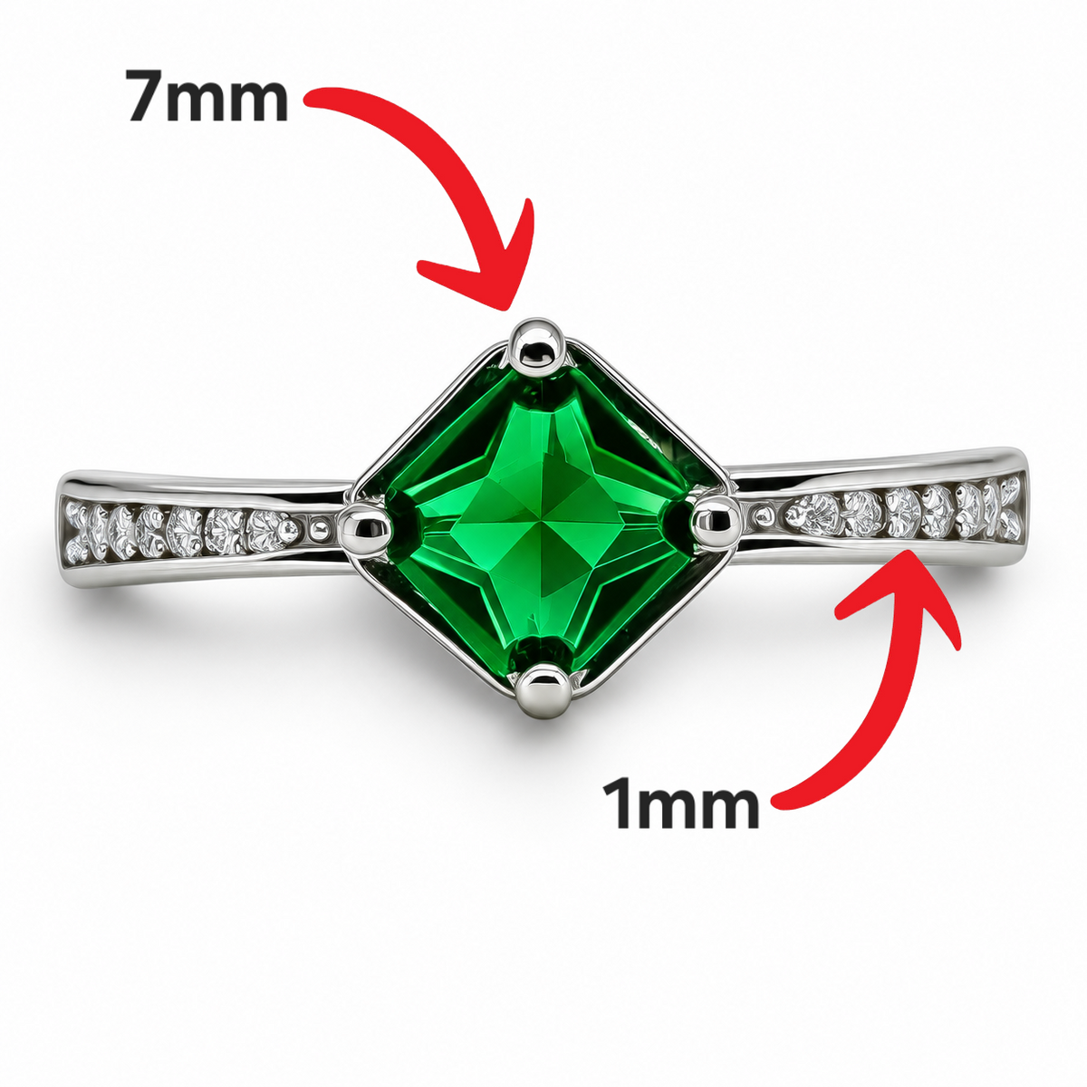 Anillo Rombo Zirconia Verde Plata Ley 925