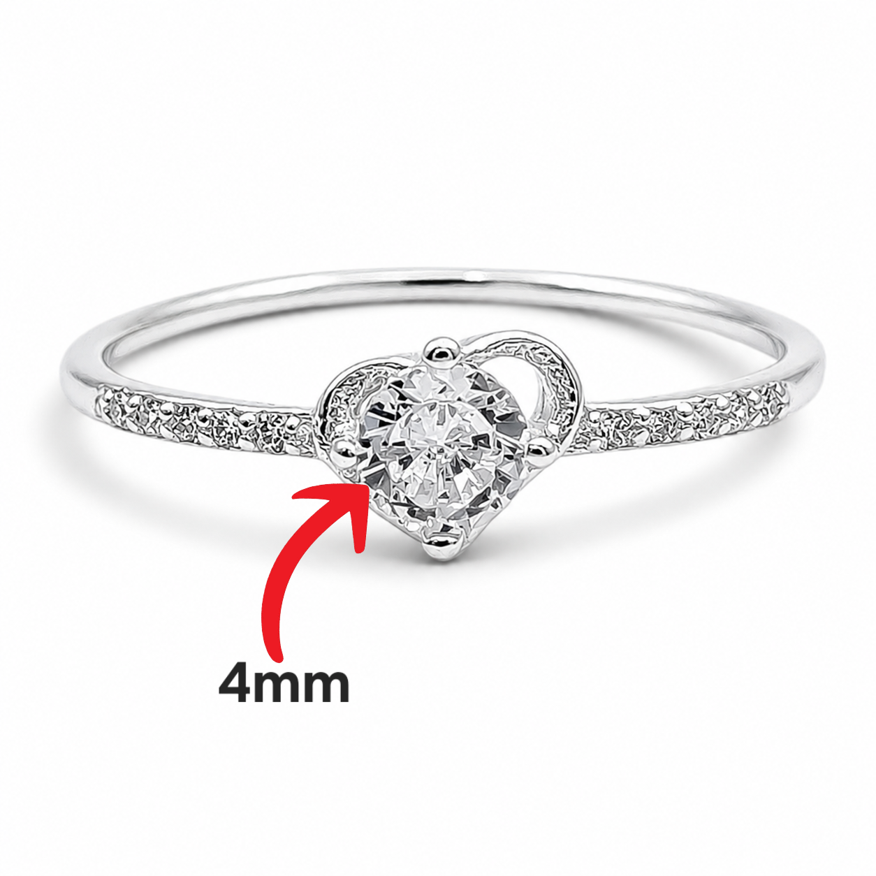 Anillo Corazoncito Zirconia Plata Ley 925