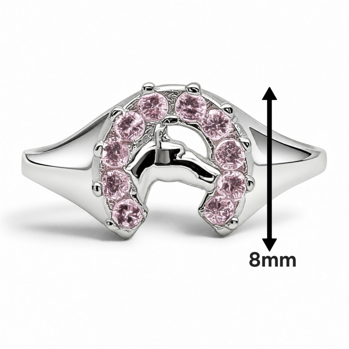 Anillo Herradura Rosa Plata Ley 925