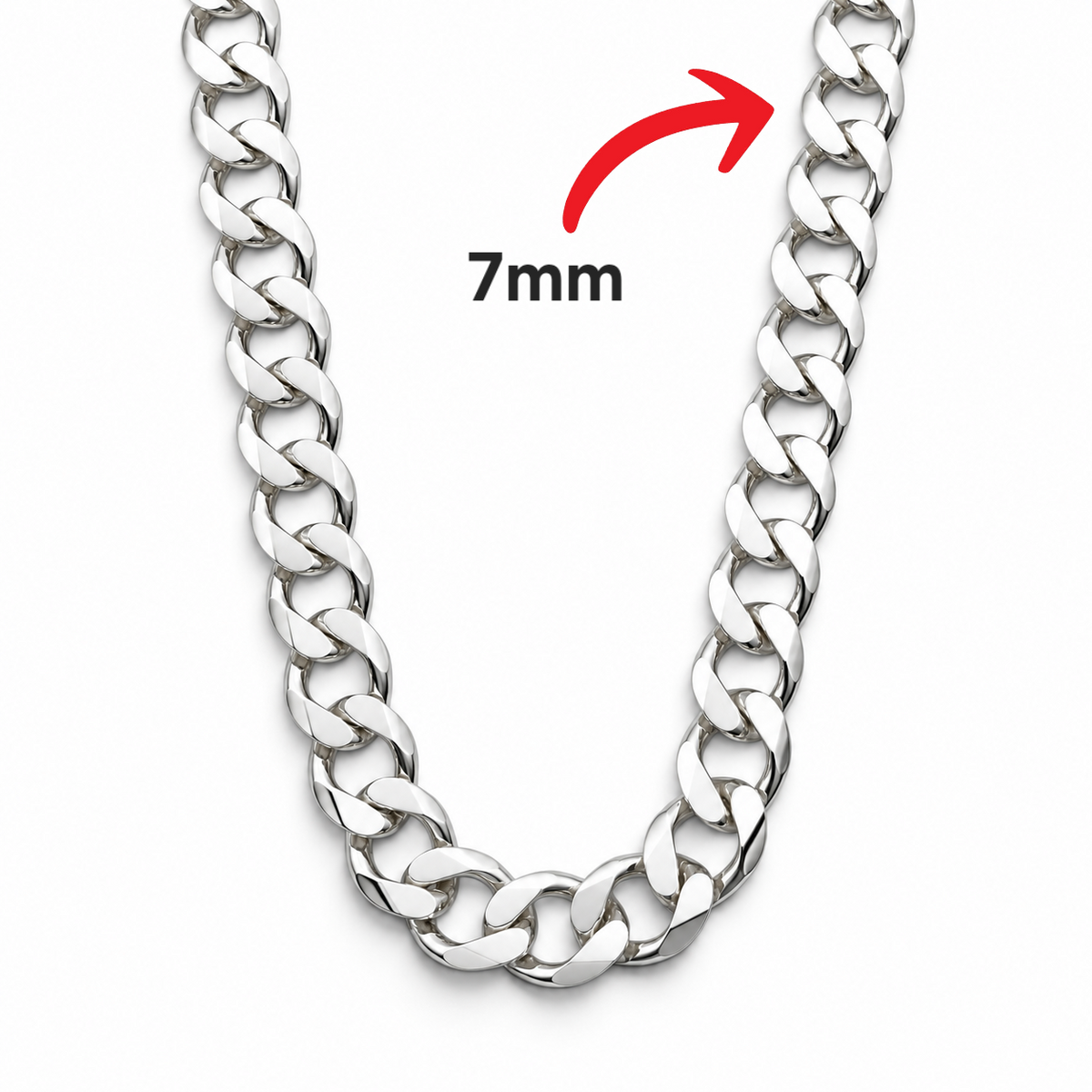 Cadena Cubana Lisa 7mm Plata Ley 925