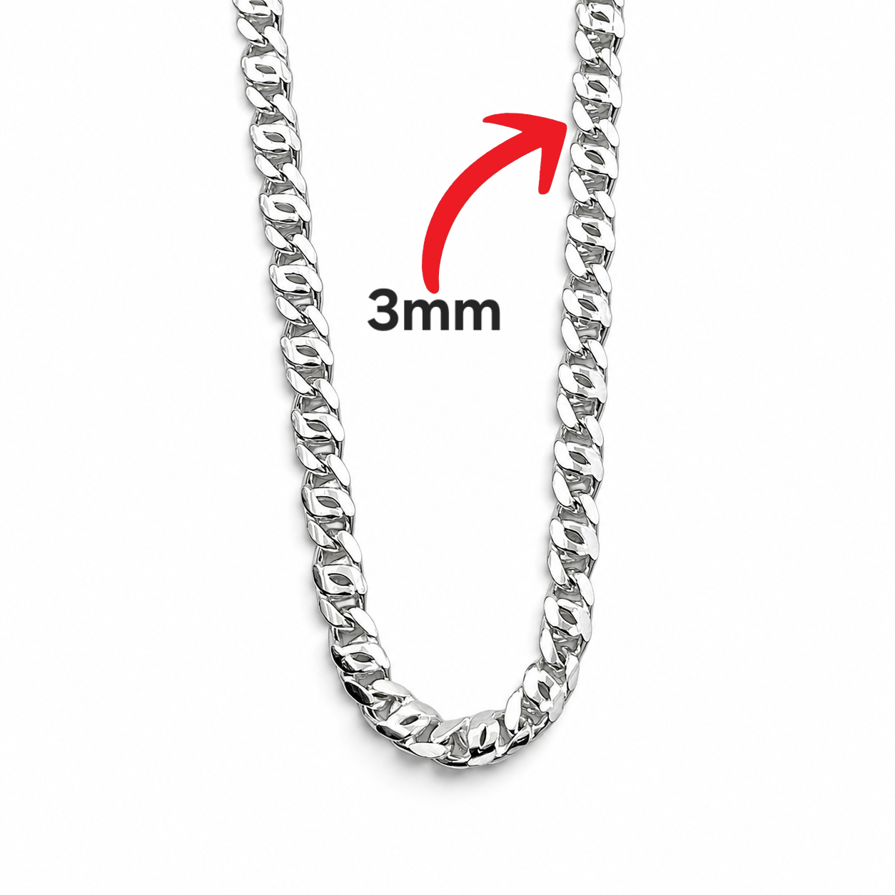 Cadena Egipcia 3mm Plata Ley 925