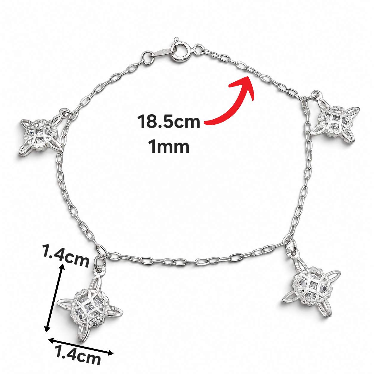 Pulsera Nudo Bruja Zirconia Plata Ley 925