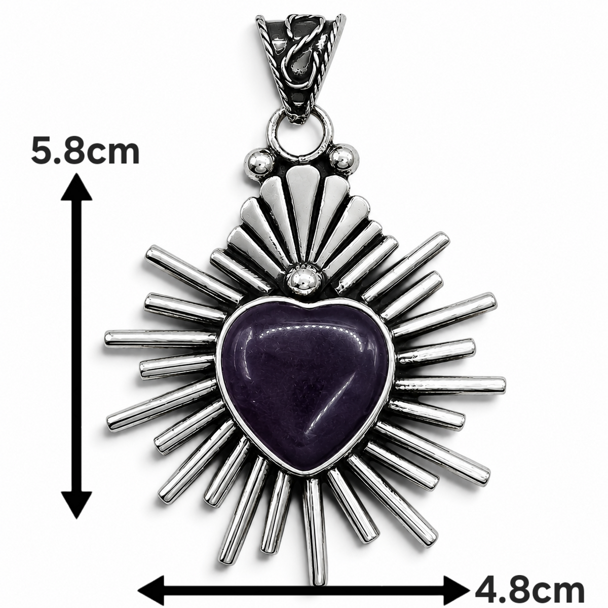 Dije Corazon Mediano Morado Plata Ley 925