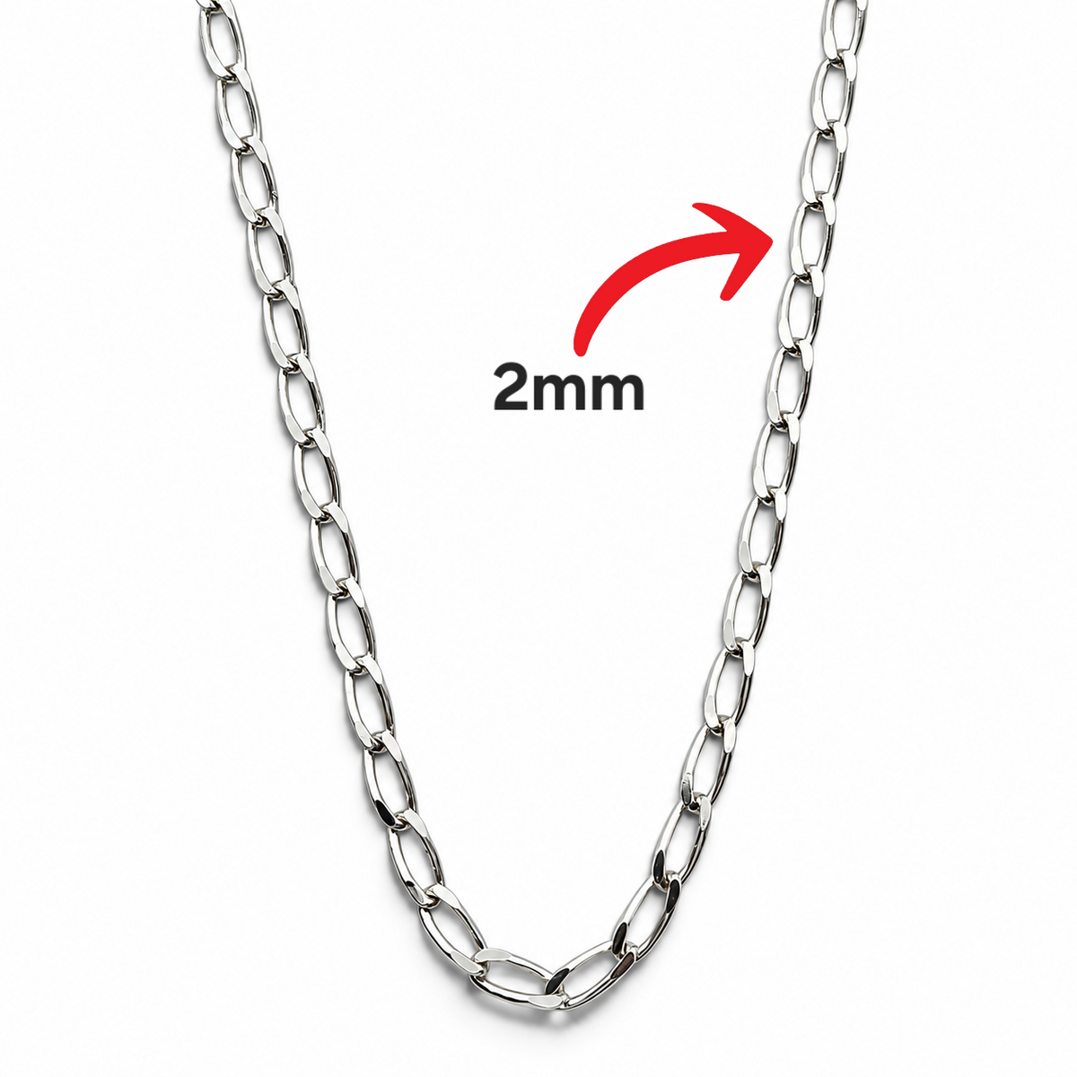 Cadena Planchada 2mm Plata Ley 925