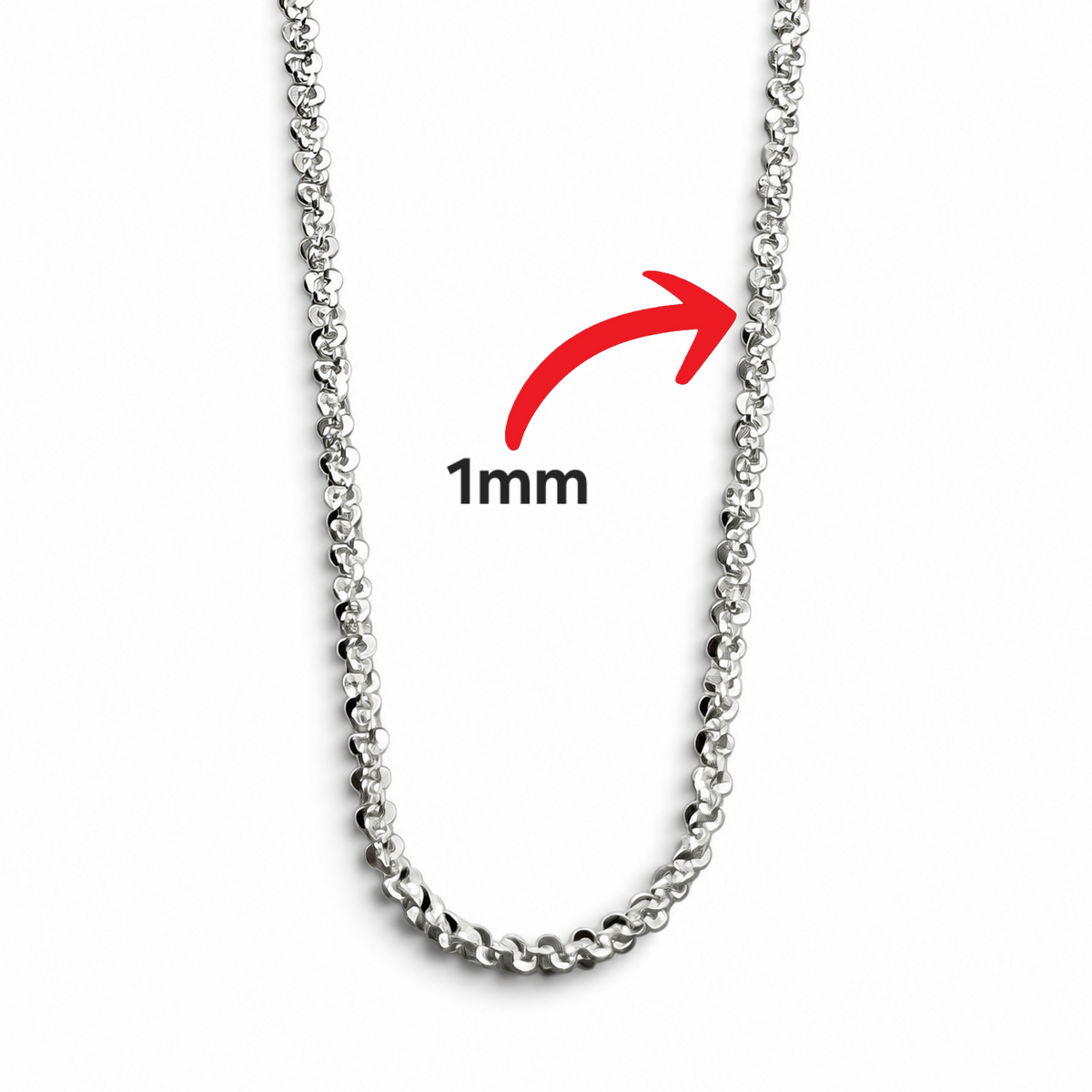 Cadena Margarita 1mm Plata Ley 925