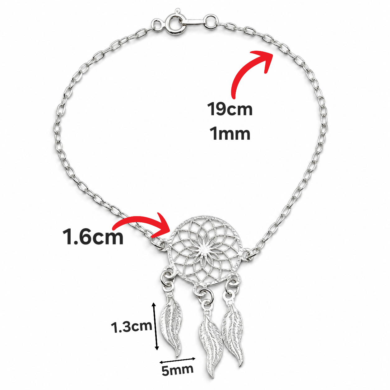 Pulsera Atrapasueños Plata Ley 925
