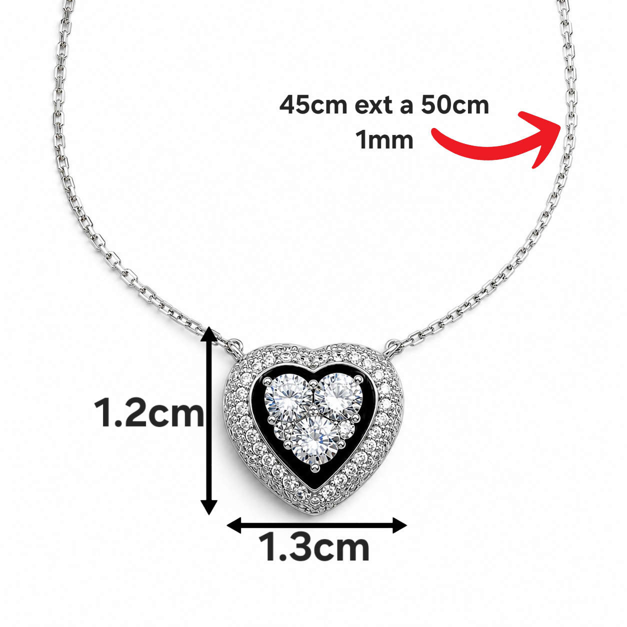 Collar Corazon Plata Ley 925