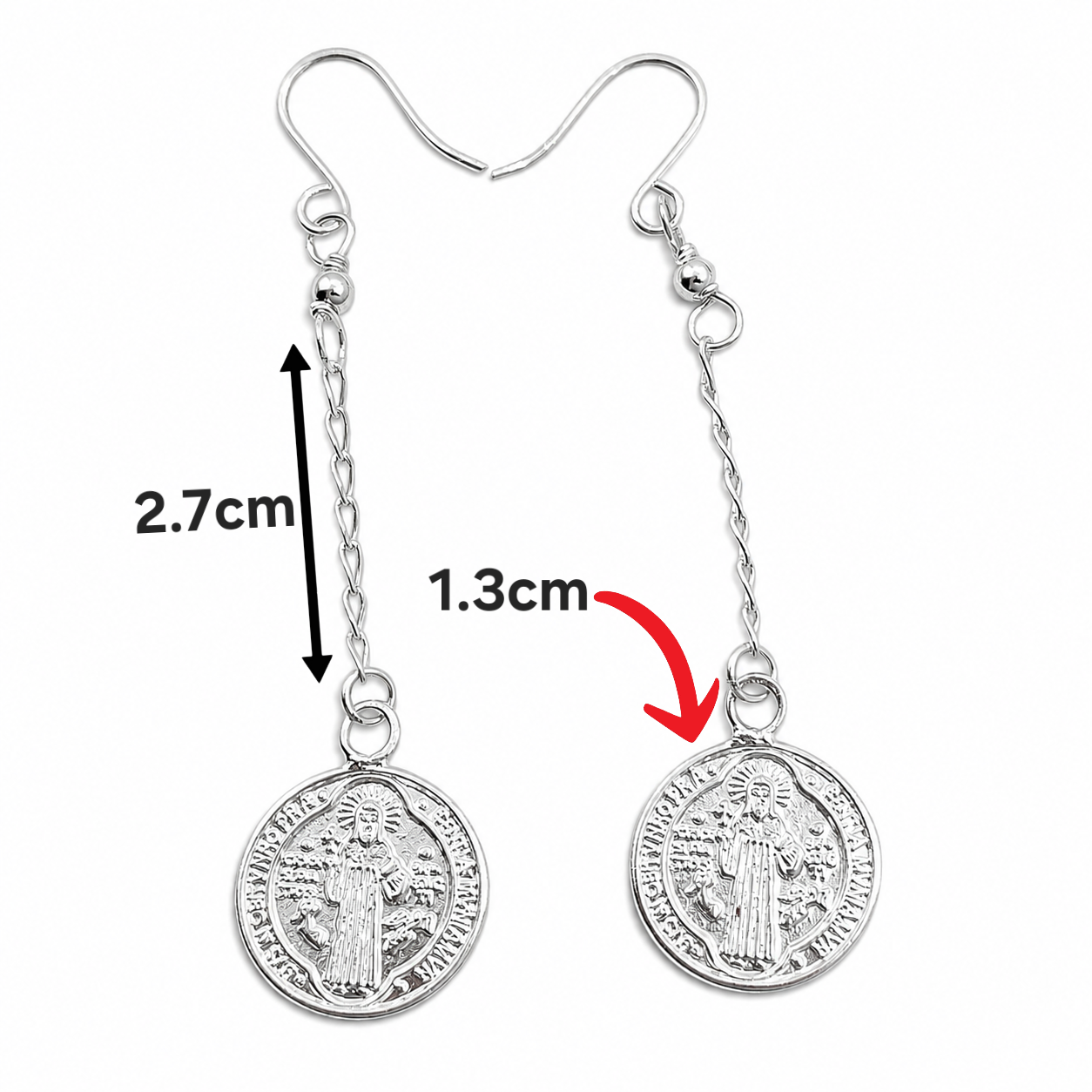 Arete Largo San Benito Plata Ley 925