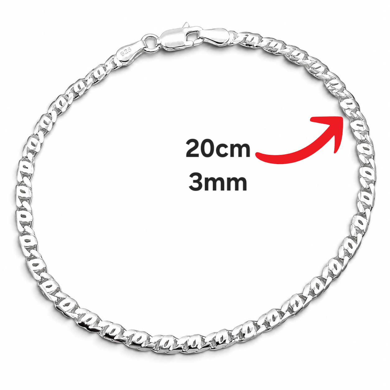 Pulso Egipcio 3mm Plata Ley 925