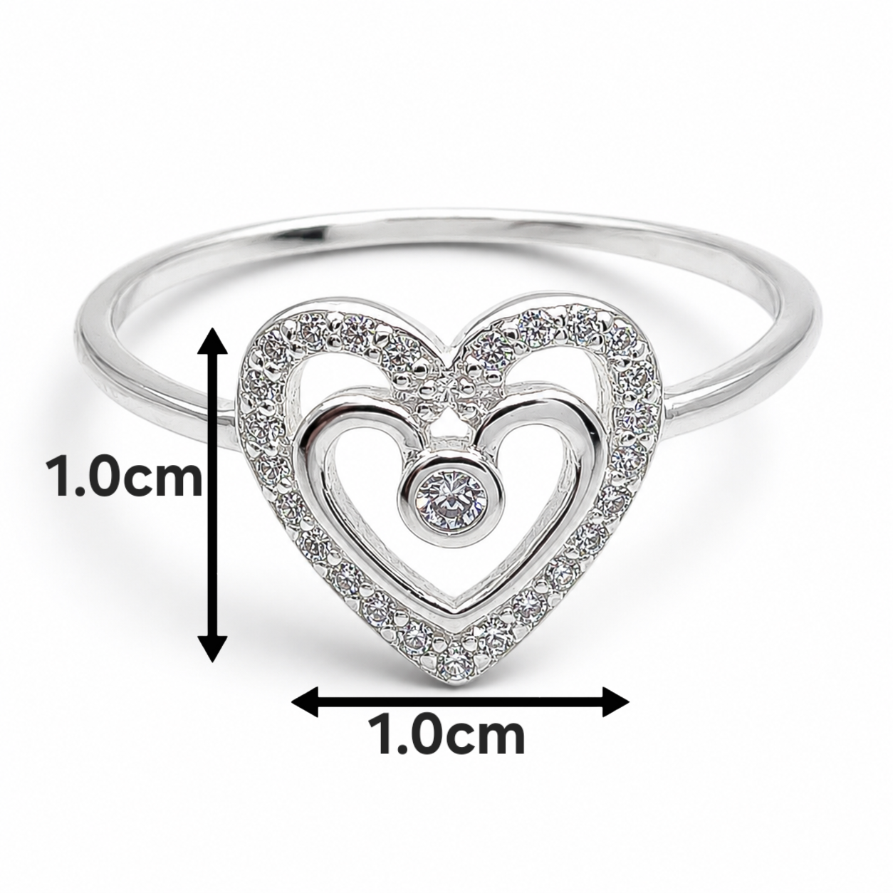 Anillo Corazon Blanco Plata Ley 925