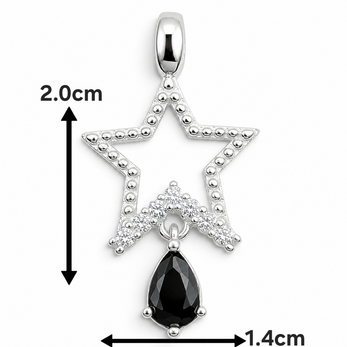 Dije Estrella Negra Plata Ley 925