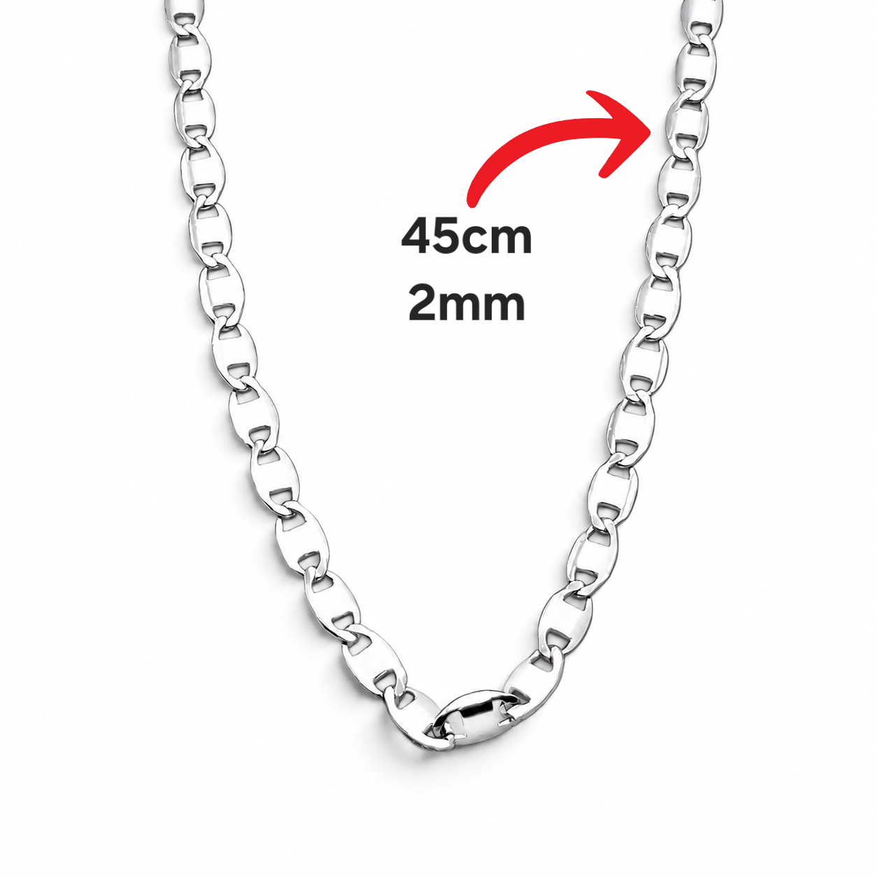 Cadena Planchada Lisa 2mm Plata Ley 925