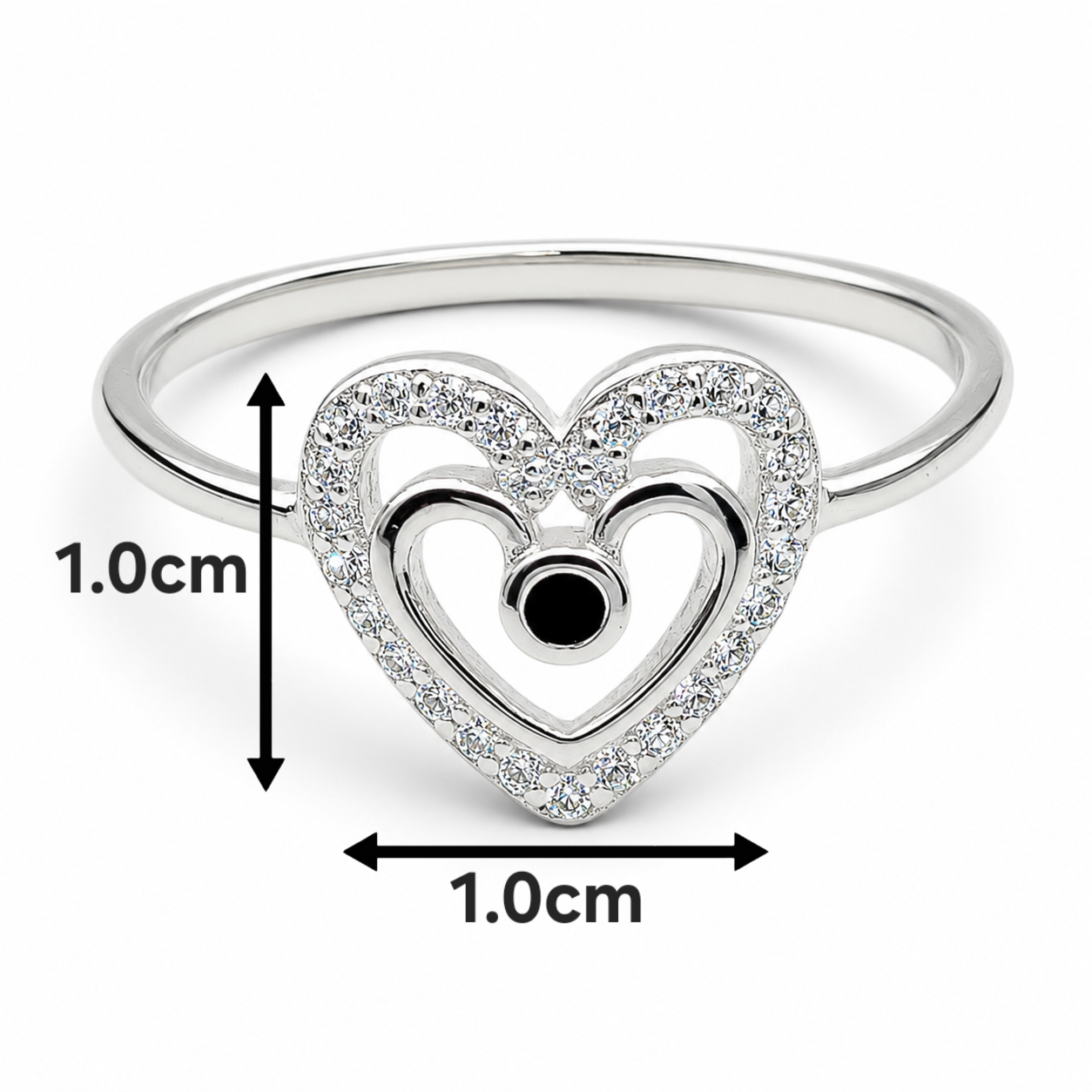 Anillo Corazon Negro Plata Ley 925