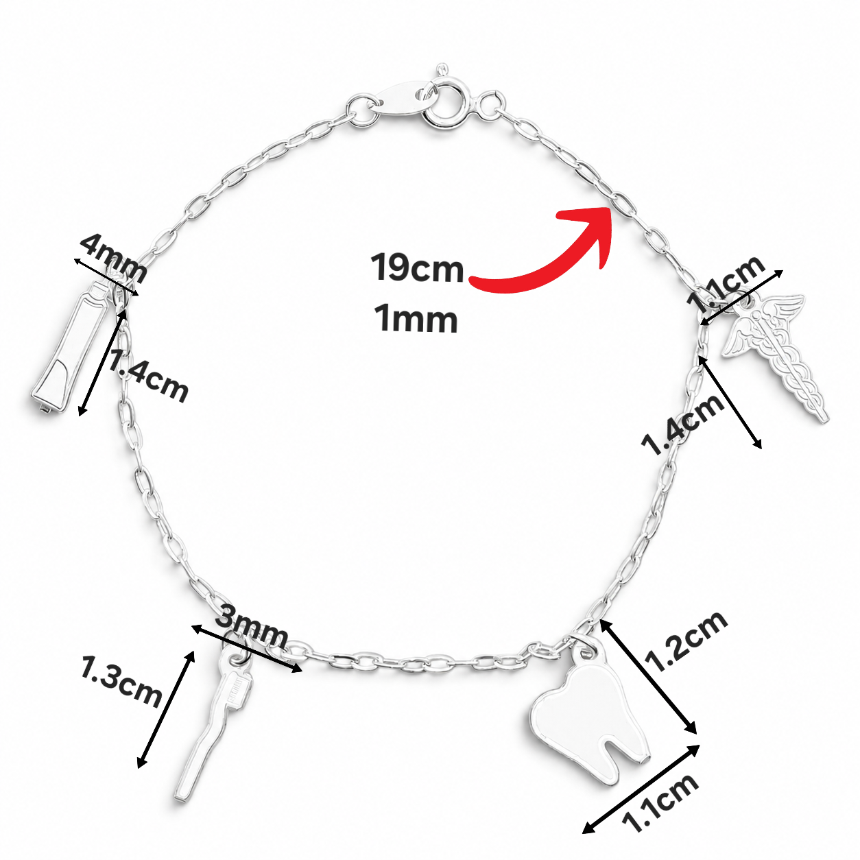 Pulsera Dentista Plata Ley 925