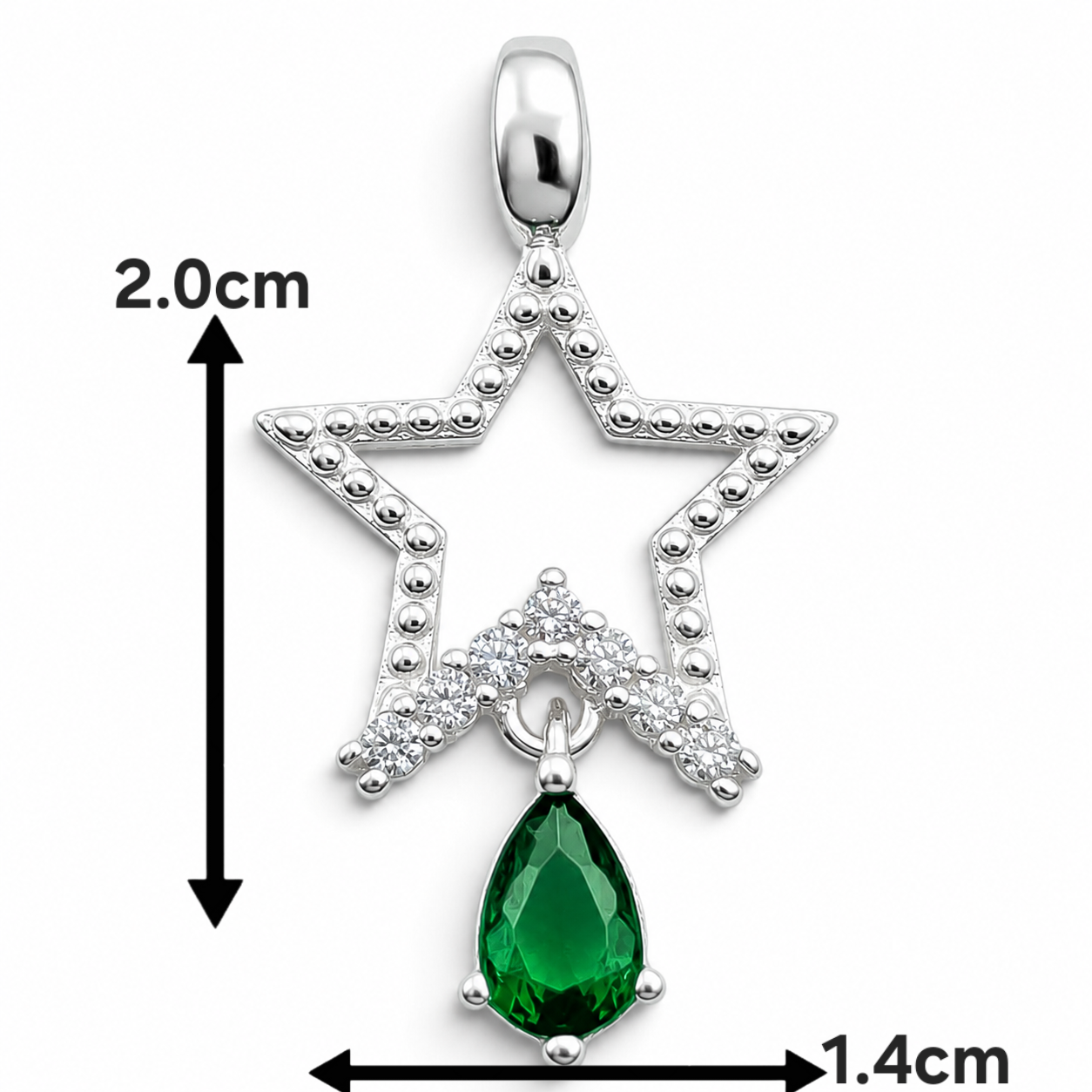 Dije Estrella Verde Plata Ley 925