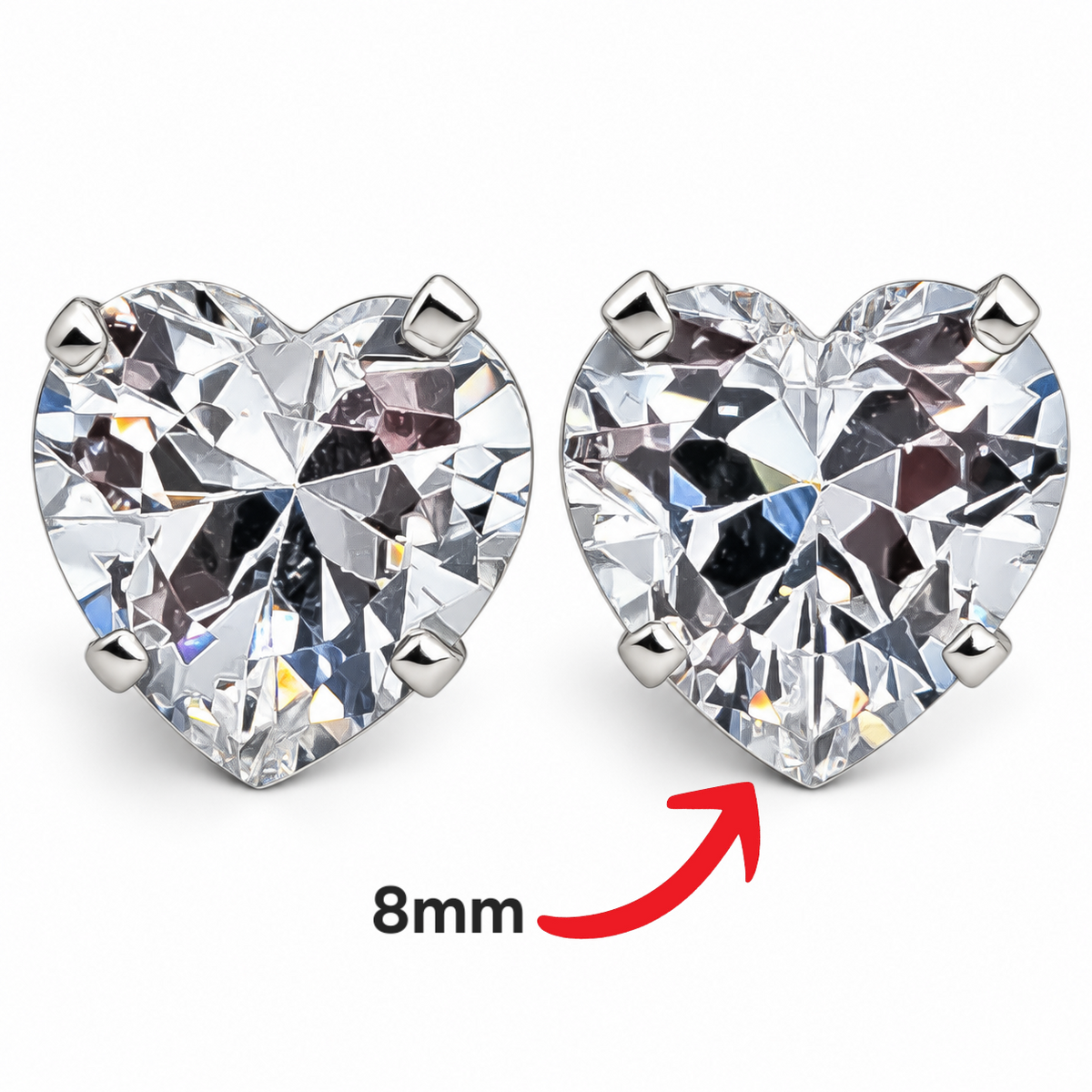 Arete Corazon Blanco #8 Plata Ley 925