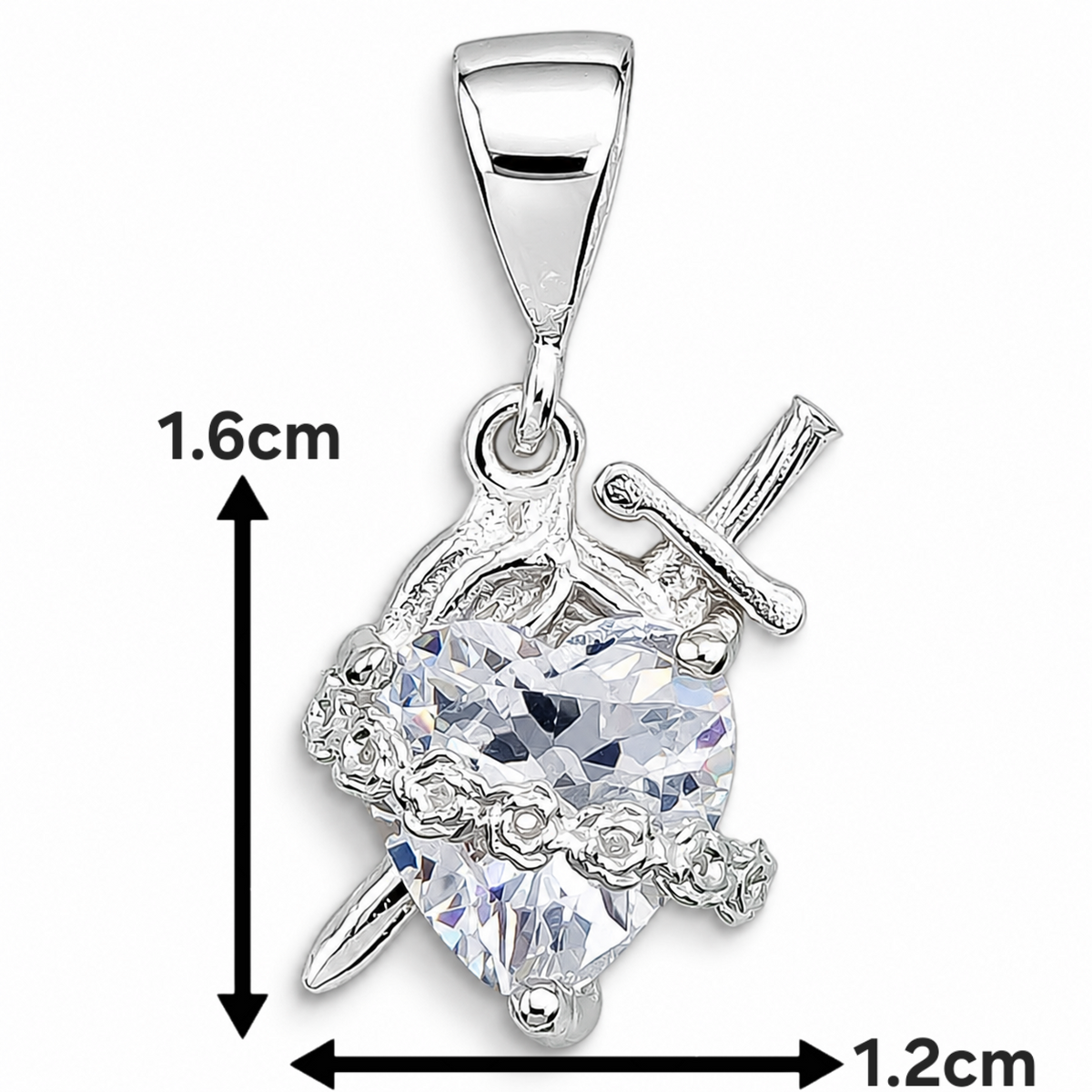 Dije Corazon Blanco Espada Plata Ley 925