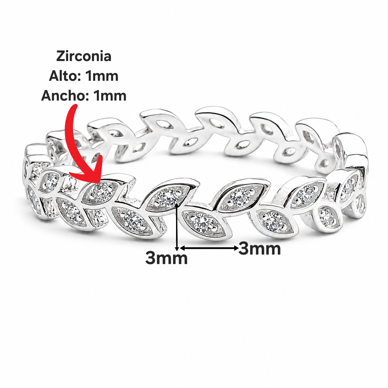 Anillo Hojitas Zirconia