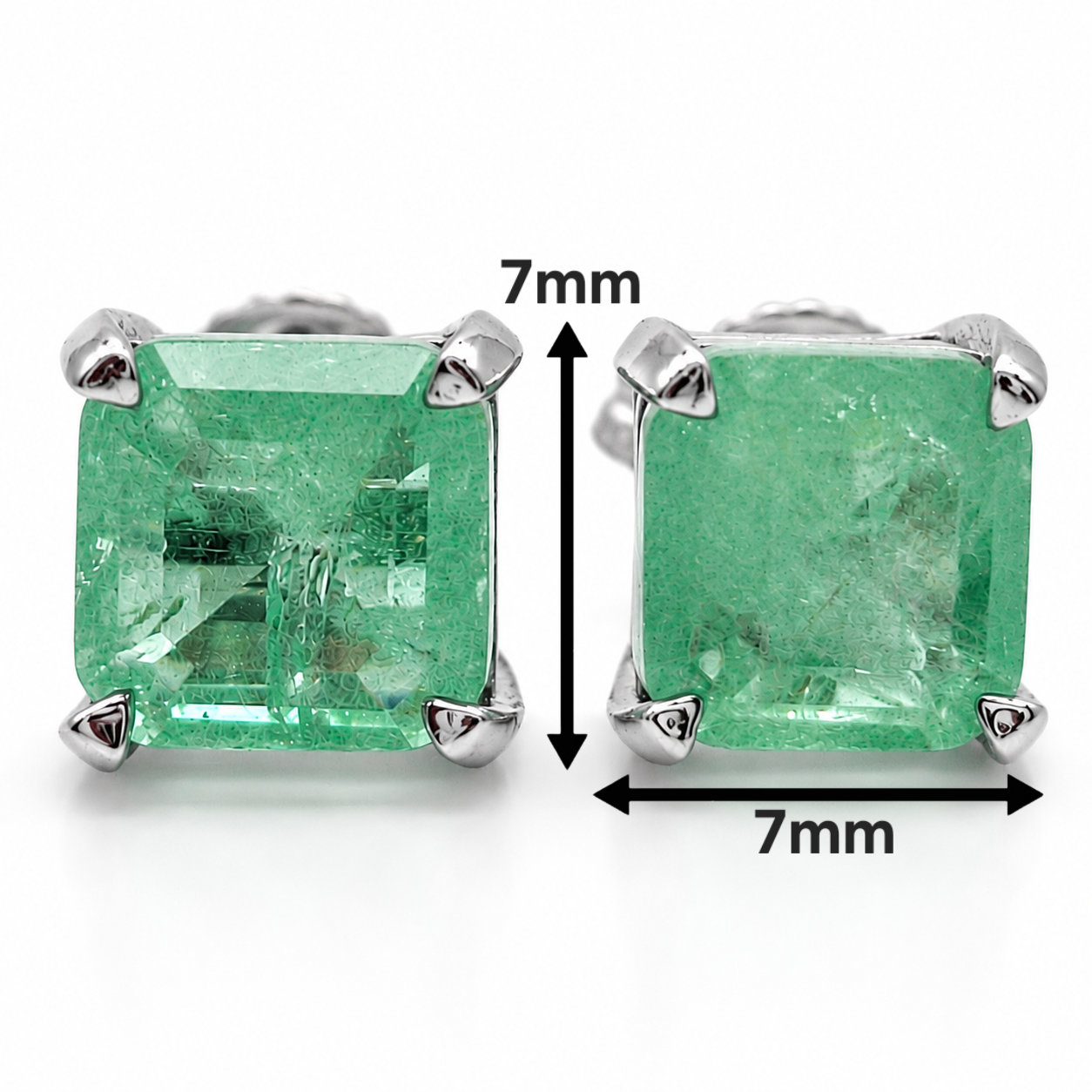 Arete Cuadro Verde Plata Ley 925