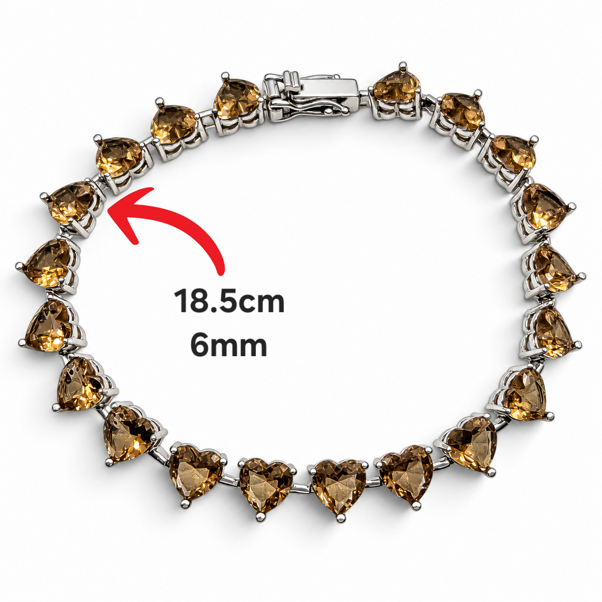 Pulsera Zultanita Corazones Plata Ley 925