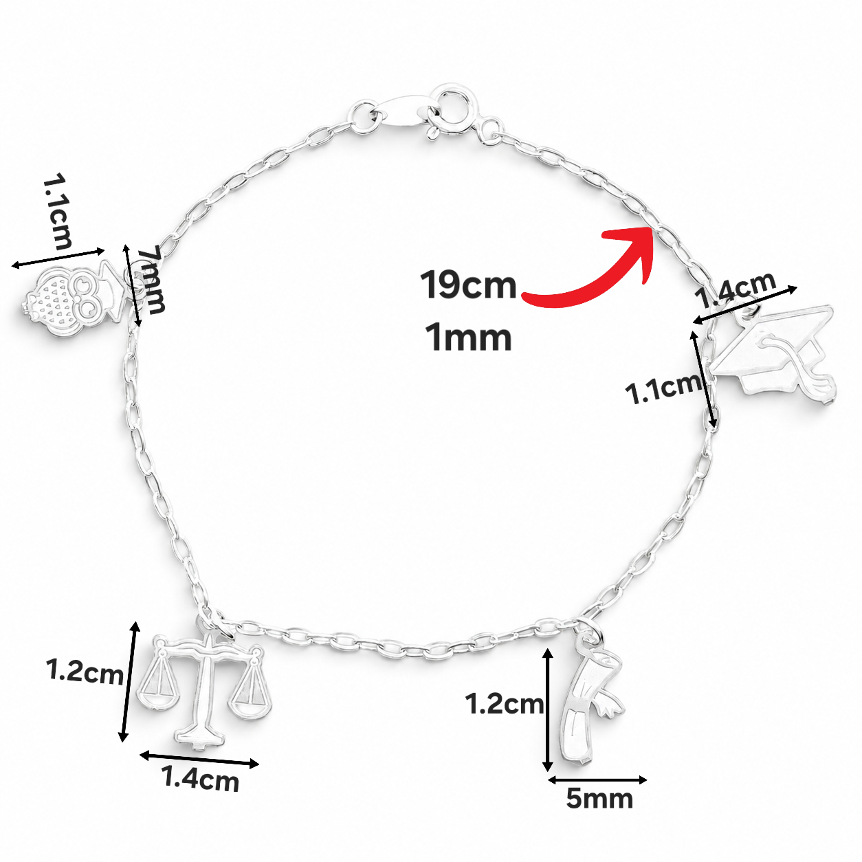 Pulsera Graduacion Plata Ley 925