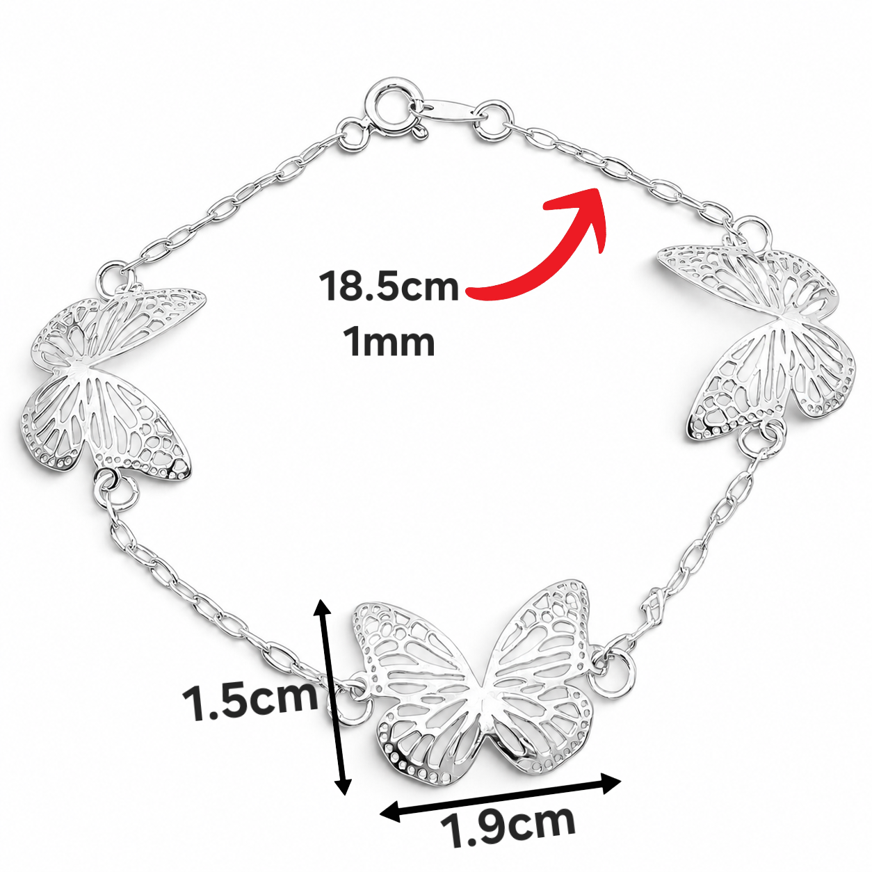 Pulsera Mariposa Plata Ley 925