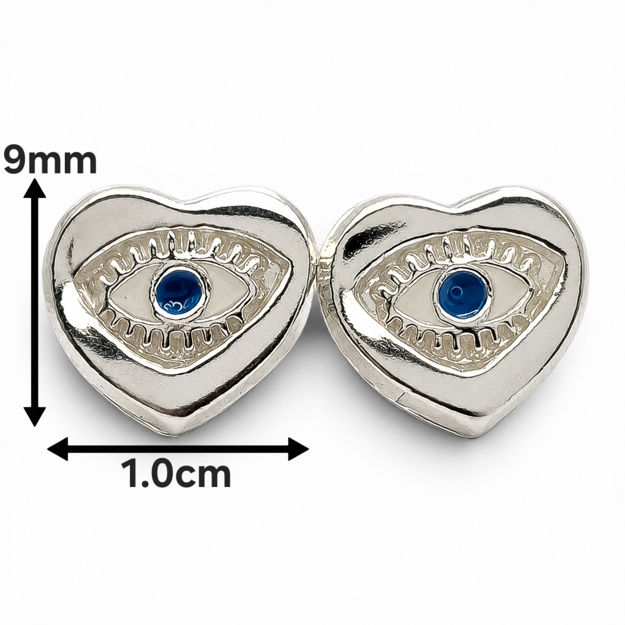 Broquel Corazon Ojo Azul Plata Ley 925
