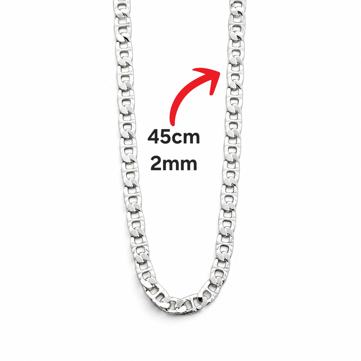 Cadena Escalera 2mm Plata Ley 925