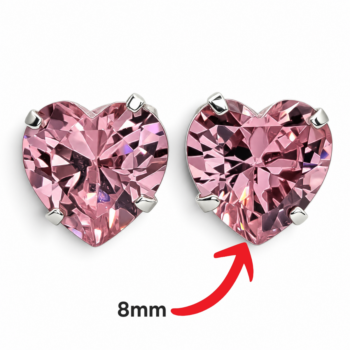 Arete Corazon Rosa #8 Plata Ley 925