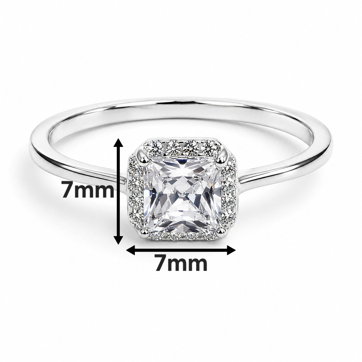 Anillo Zirconia Cuadro Plata Ley 925