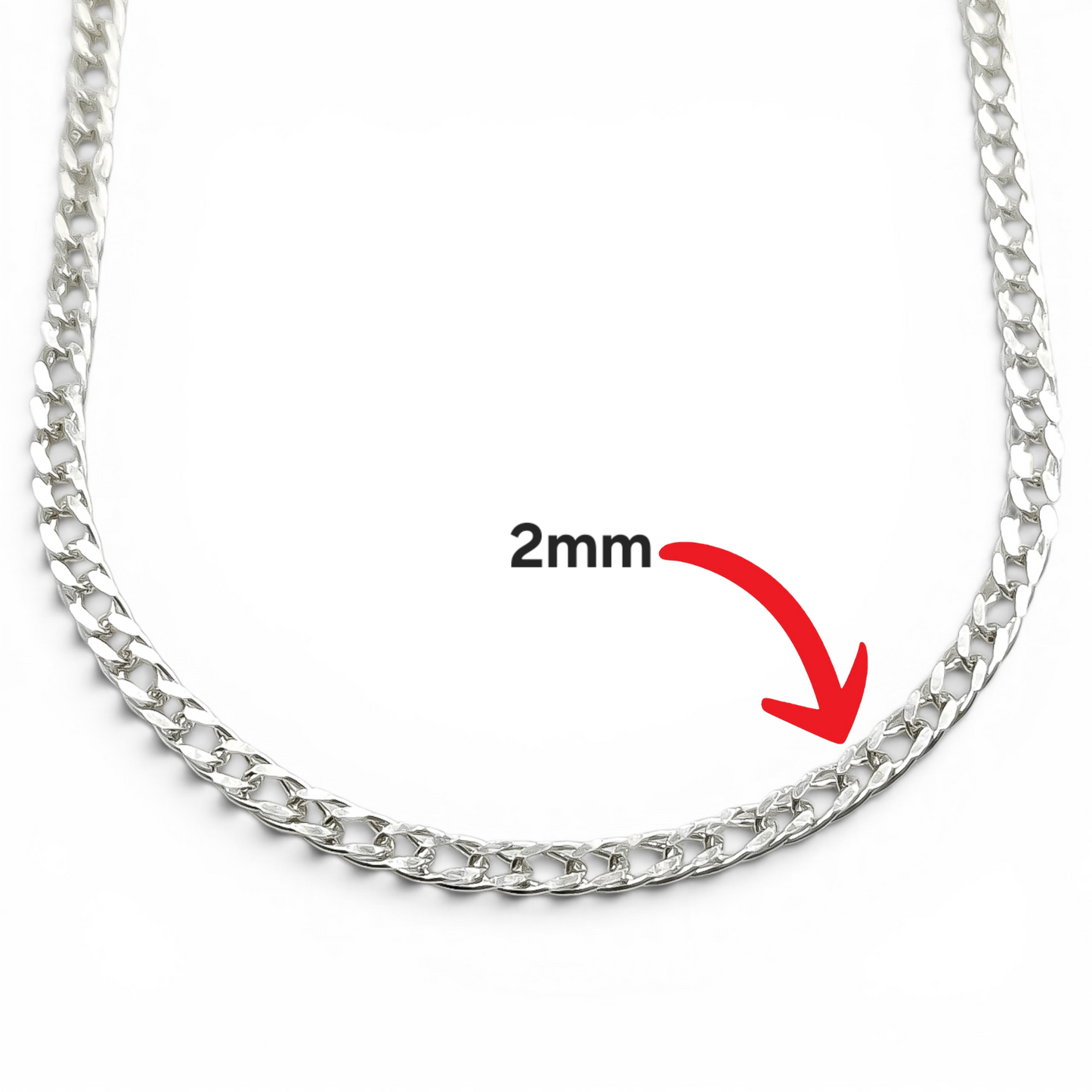 Cadena Doble Cubano 2mm Plata Ley 925