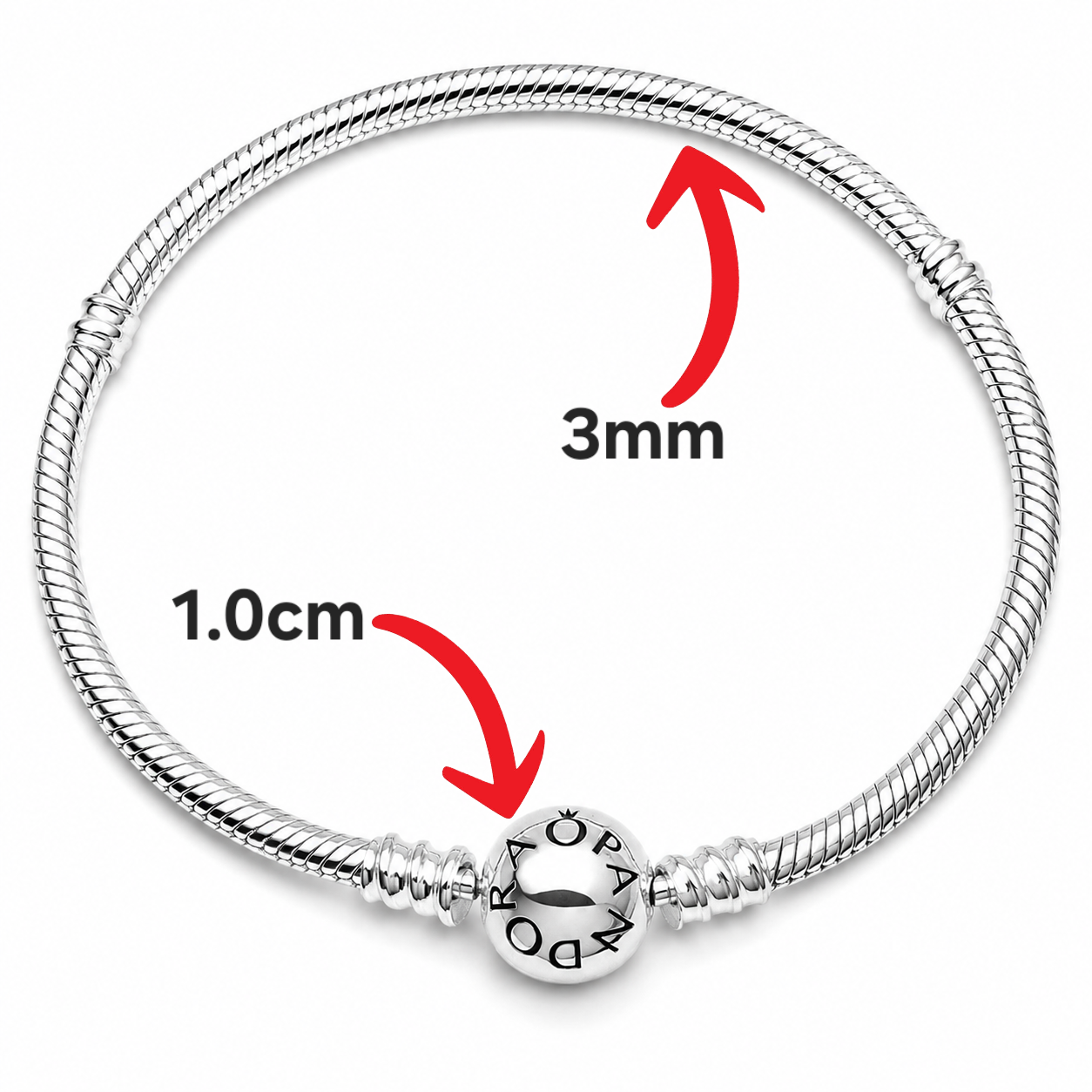 Pulsera Pan 3mm Plata Ley 925