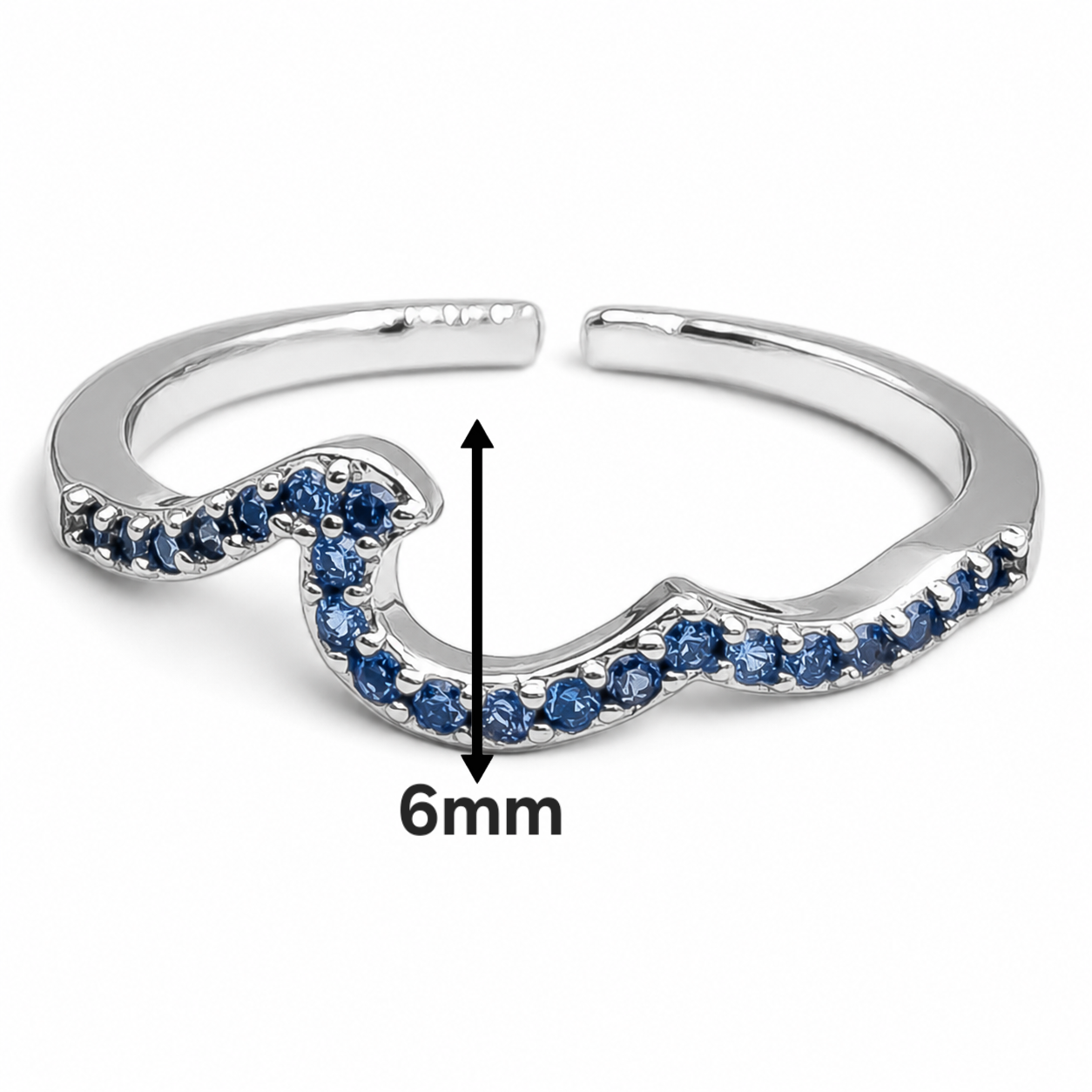 Anillo Zirconia Azul Plata Ley 925